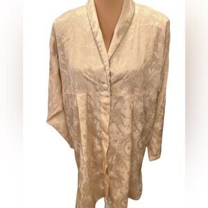 Victoria’s Secret Vintage Gold Label Nightshirt Brocade Medium Large Cream 80's